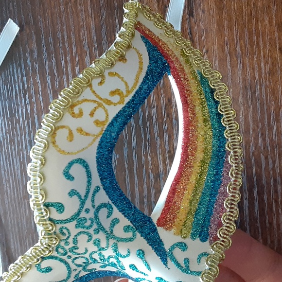 Rainbow Masquerade Mask with Ribbon Ties - Picture 5 of 5